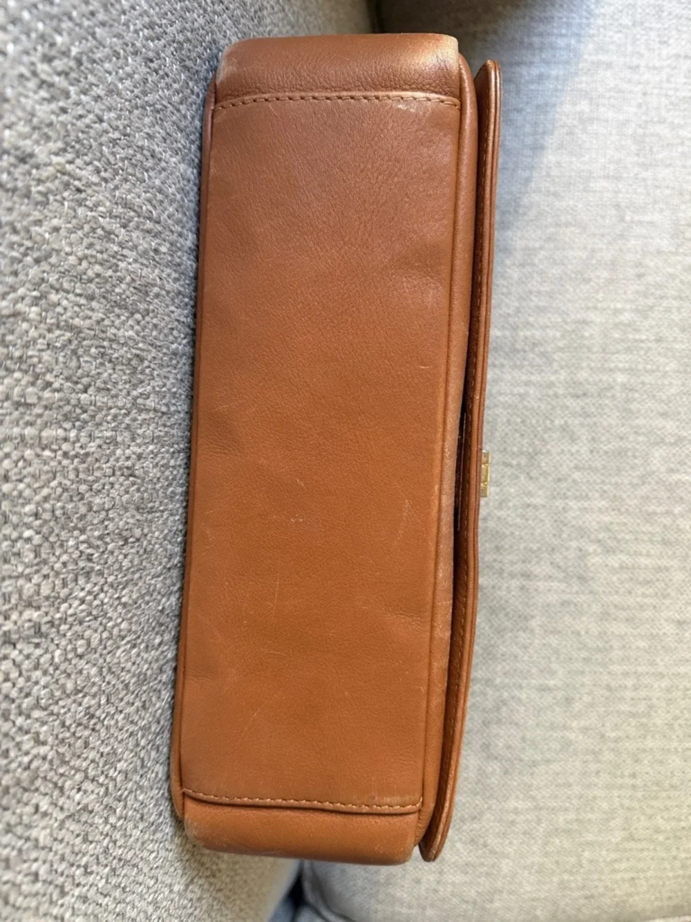 Valentino Cognac Leather Chain Shoulder Bag with Logo - Picture 4 of 5
